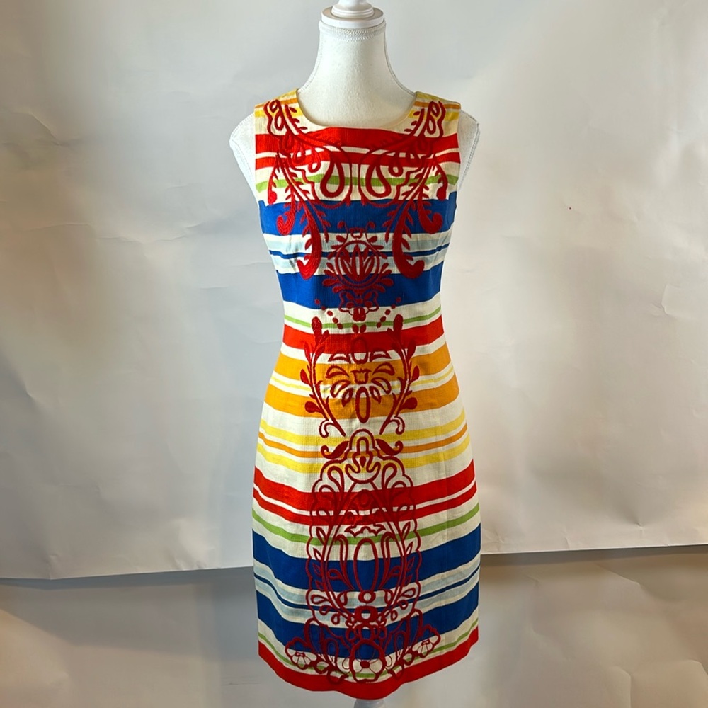 Anthropologie Tabitha |  Striped Paisley Embroidered Totem Sheath Dress |  0